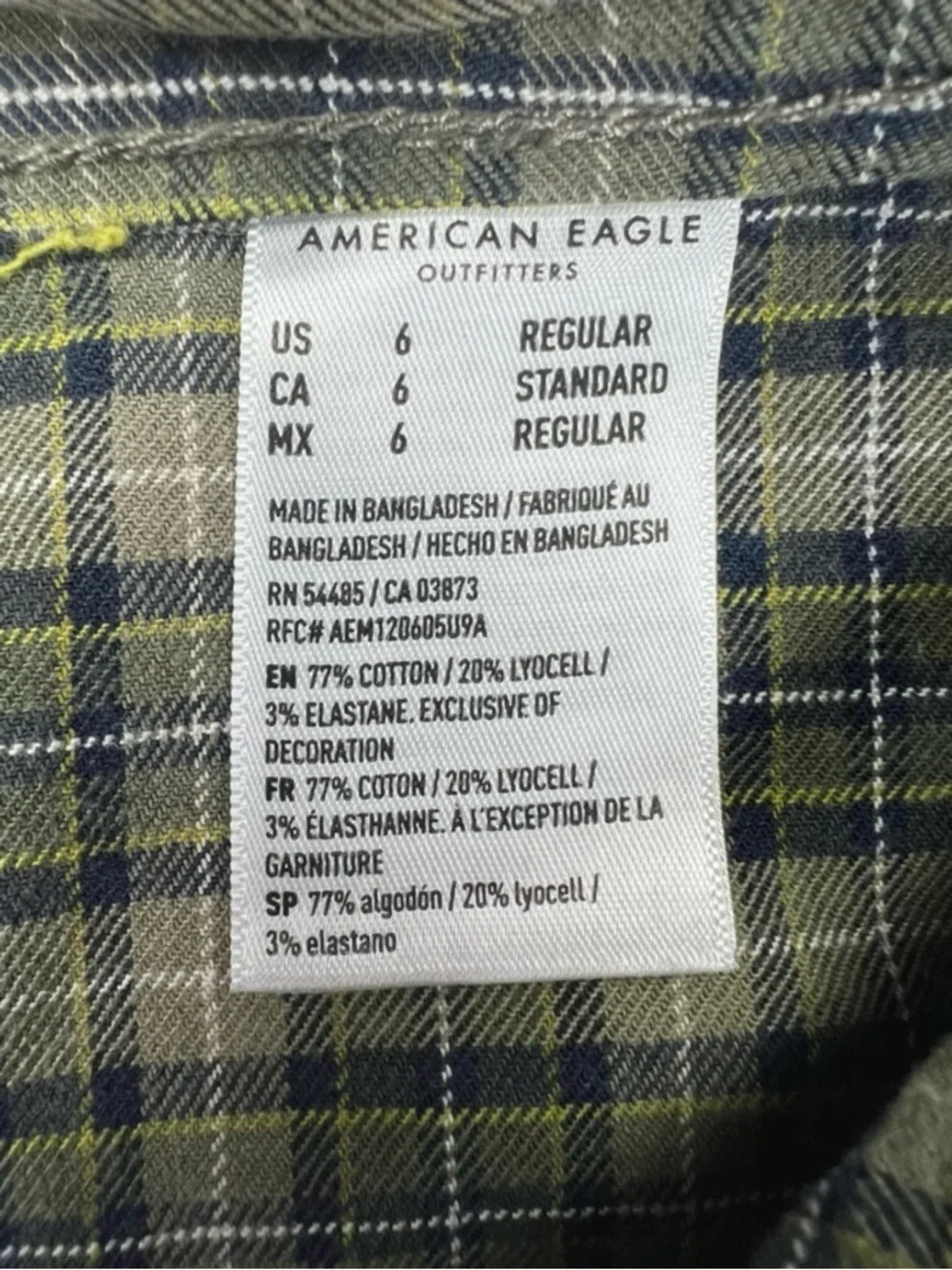 American Eagle Green Plaid Mini Skirt Size 6 High Rise Stretch Preppy Y2K - Picture 5 of 5